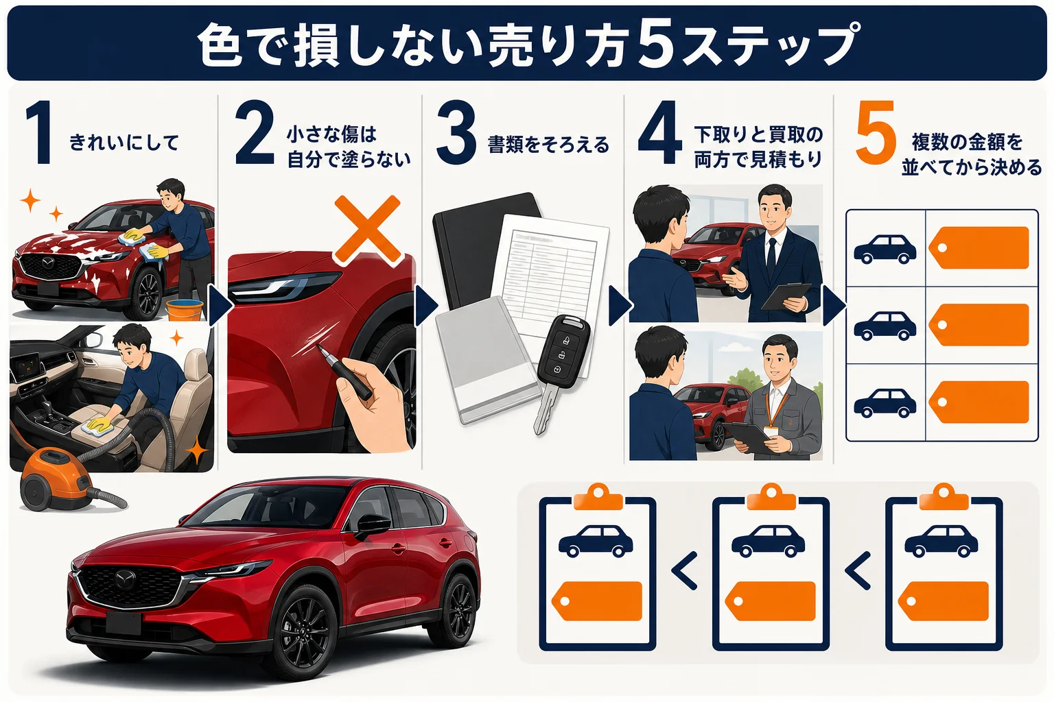 CX-5を色で損せず売るための手順をまとめた図解