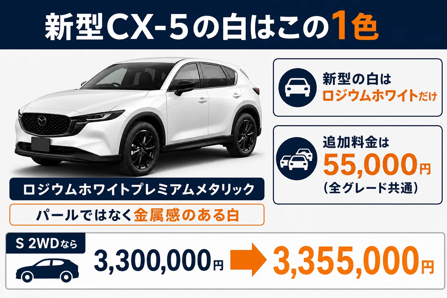 ロジウムホワイトの特徴と追加料金をまとめた図解