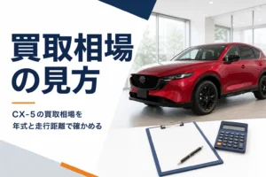 CX-5の買取相場を年式と走行距離で確かめる記事のアイキャッチ
