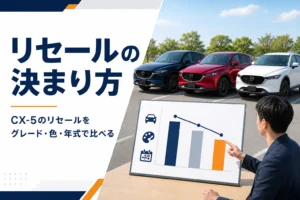 CX-5のリセールバリューをグレード・色・年式で比べる記事のアイキャッチ