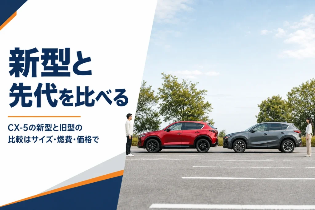 長さの違いが分かるように並んだ新旧2台のミドルサイズSUV