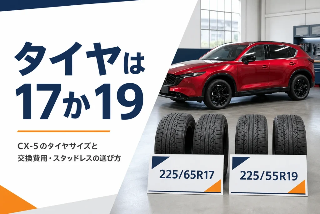 新型CX-5のタイヤサイズ2種類を示したアイキャッチ