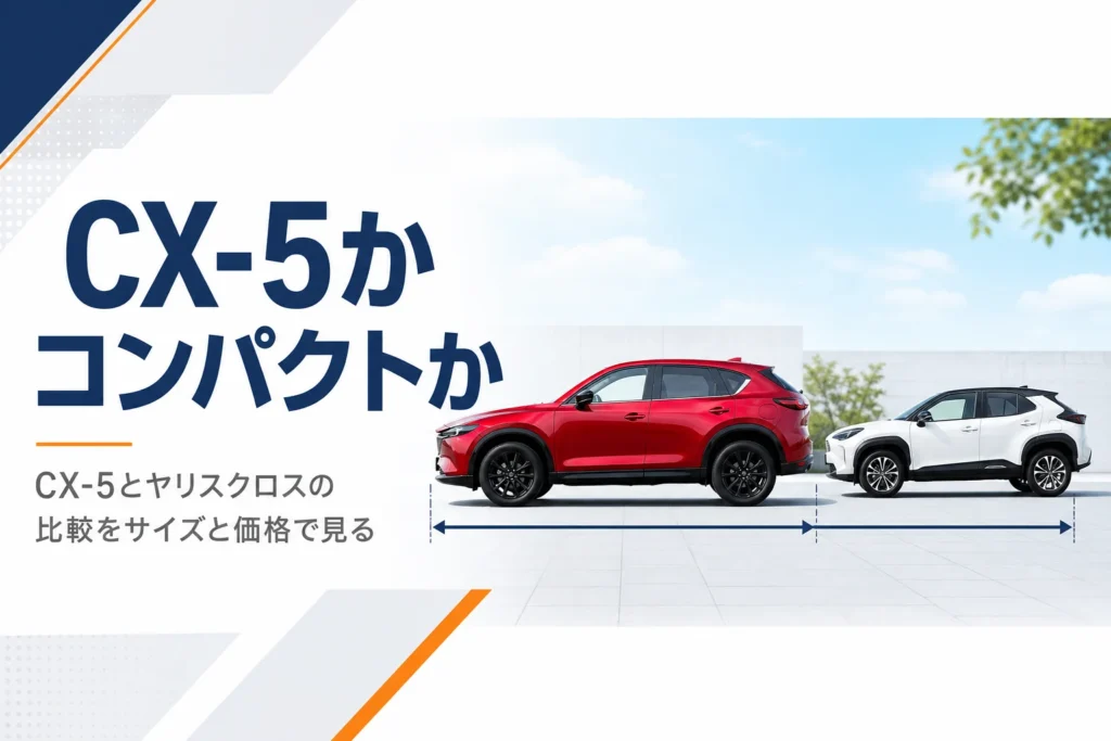 CX-5とヤリスクロスなどコンパクトSUVをサイズと価格で比べる記事のアイキャッチ