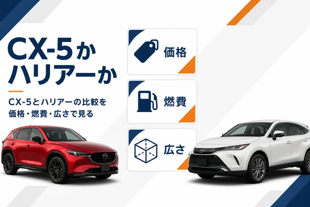 CX-5とハリアーを価格・燃費・広さで比べる記事のアイキャッチ